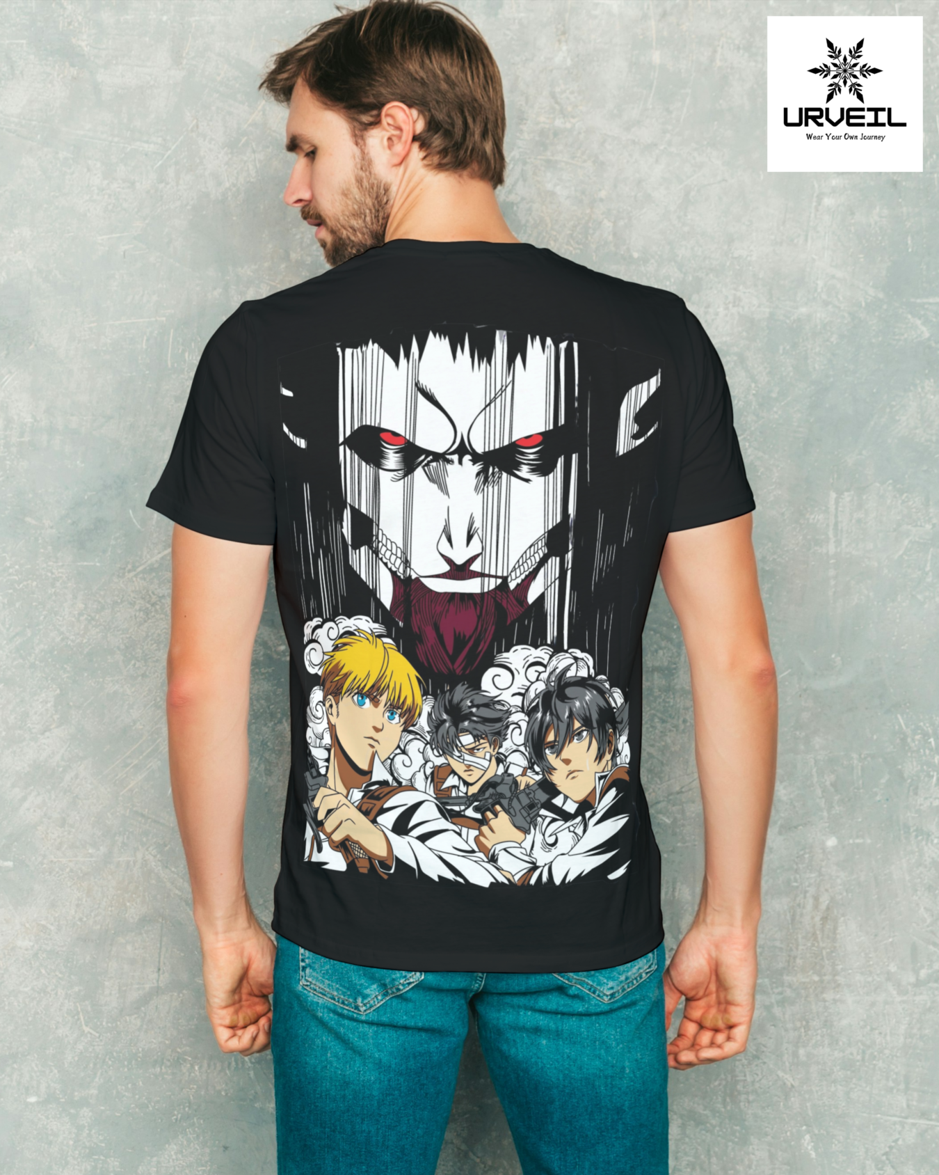 Group Of Attack on Titan Geometry Graphic Regular Fit T-Shirt