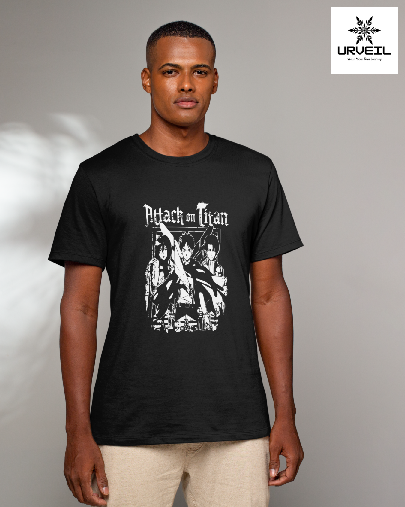 White Red Eren Yeager Attack on Titan Geometry Graphic Regular Fit T-Shirt