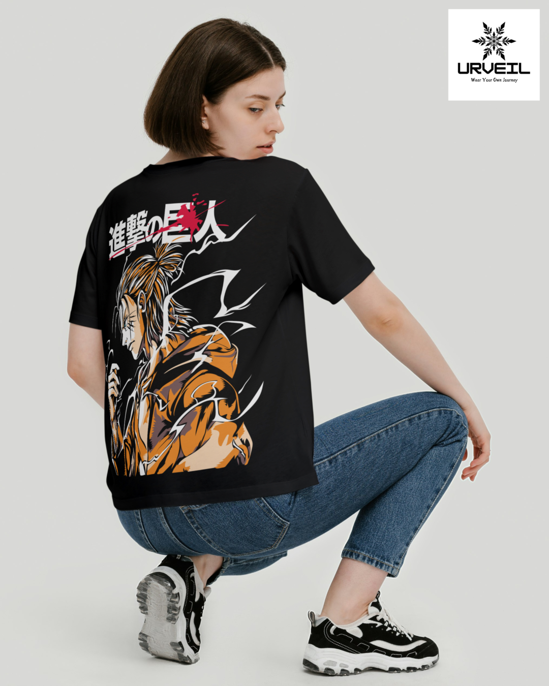 Women Eren Yeager Attack on Titan Geometry Graphic Regular Fit T-Shirt