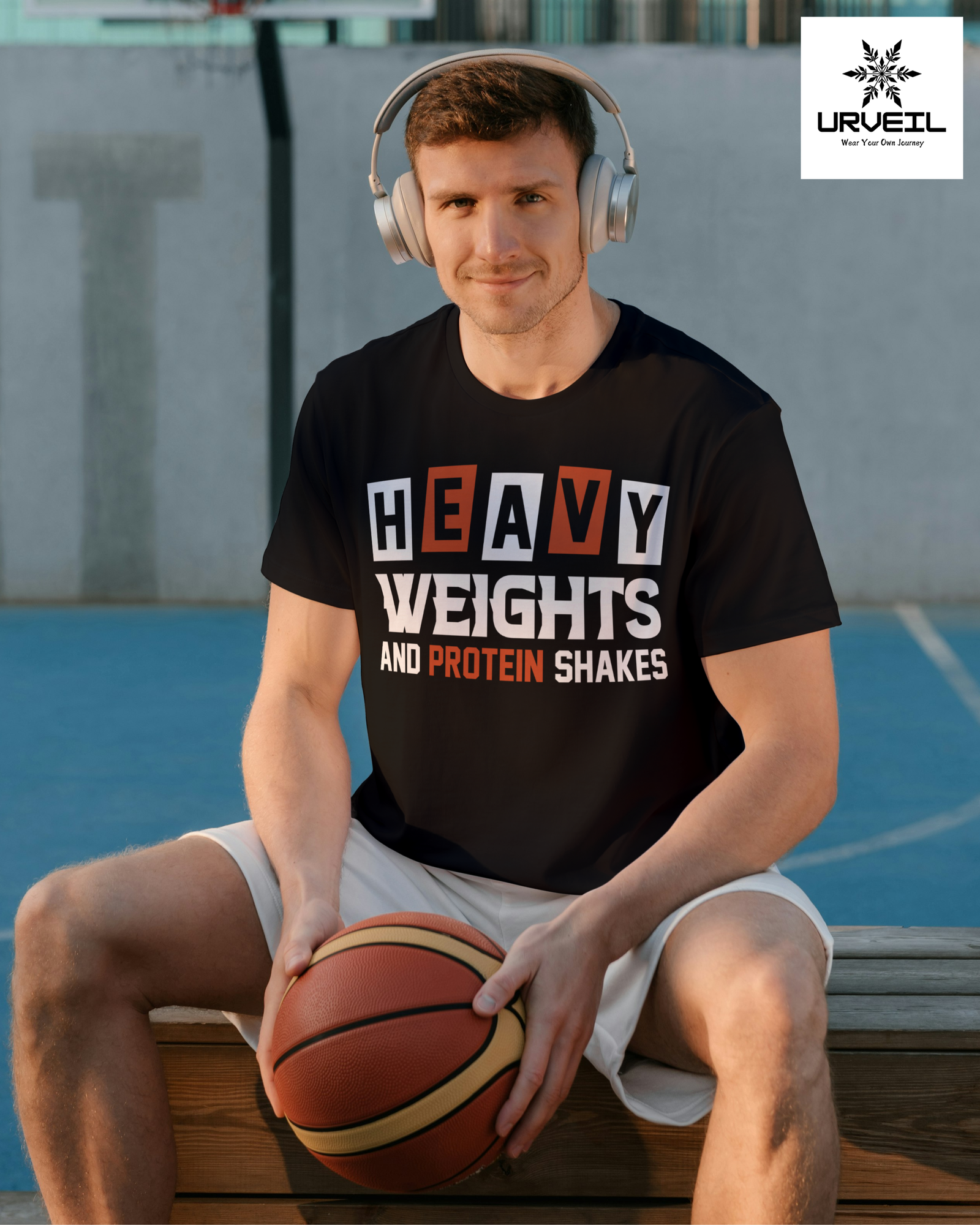 Heavy Weights And Protein Shakes Graphic Printed Regular Fit T-shirt