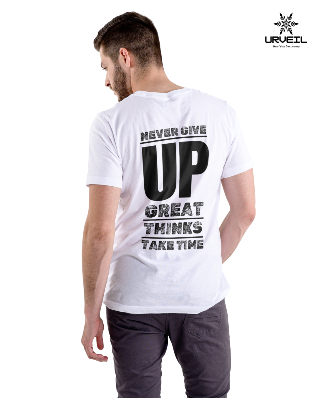 Never Give UP Printed Regular Fit T-Shirt