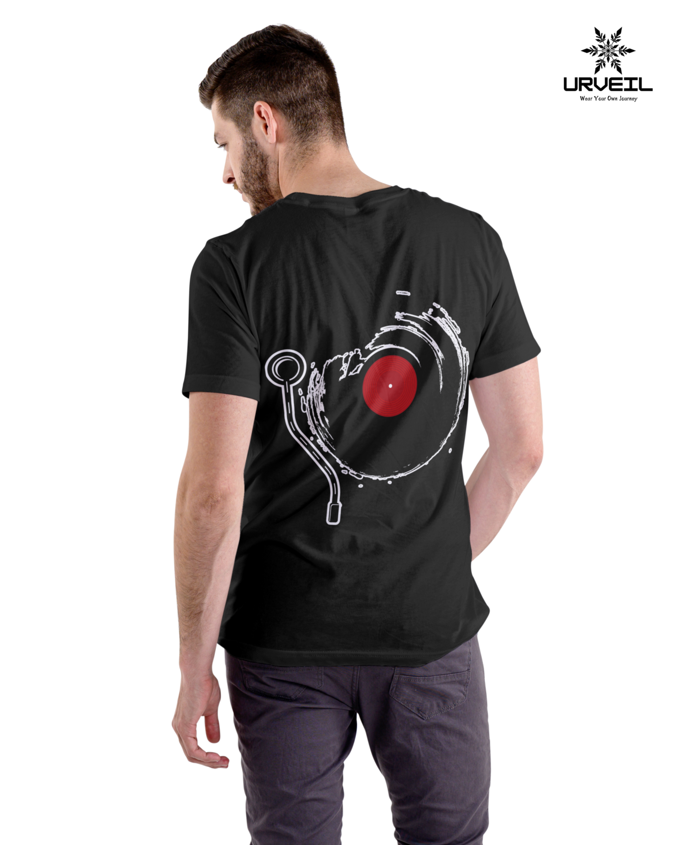 Vinly Record Player Graphic Printed Regular Fit T-Shirt