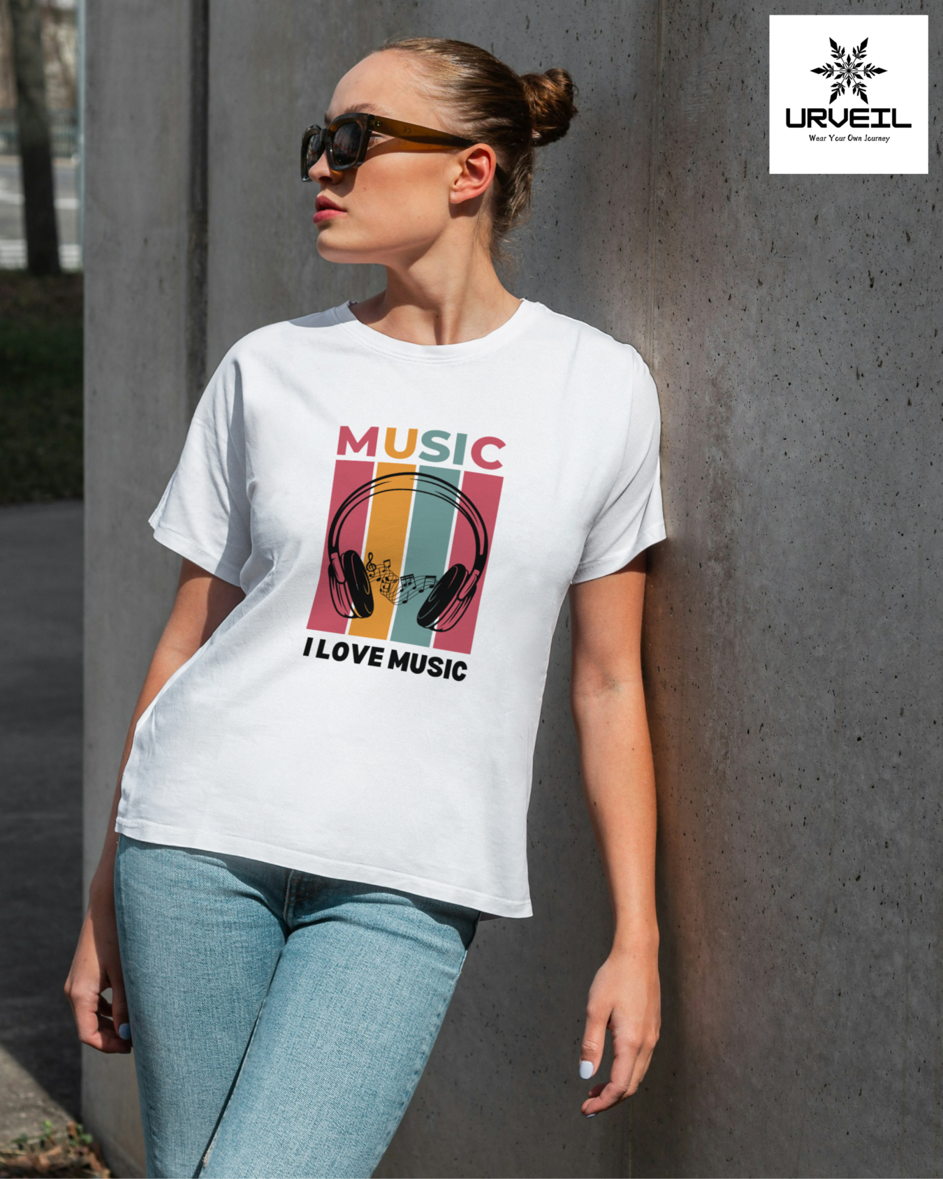 Women I Love Music Graphic Printed Regular Fit T-Shirt