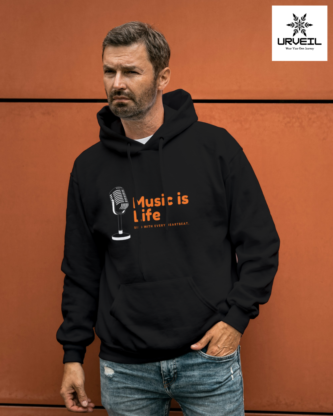Music Is Life Graphic Printed Hoodie