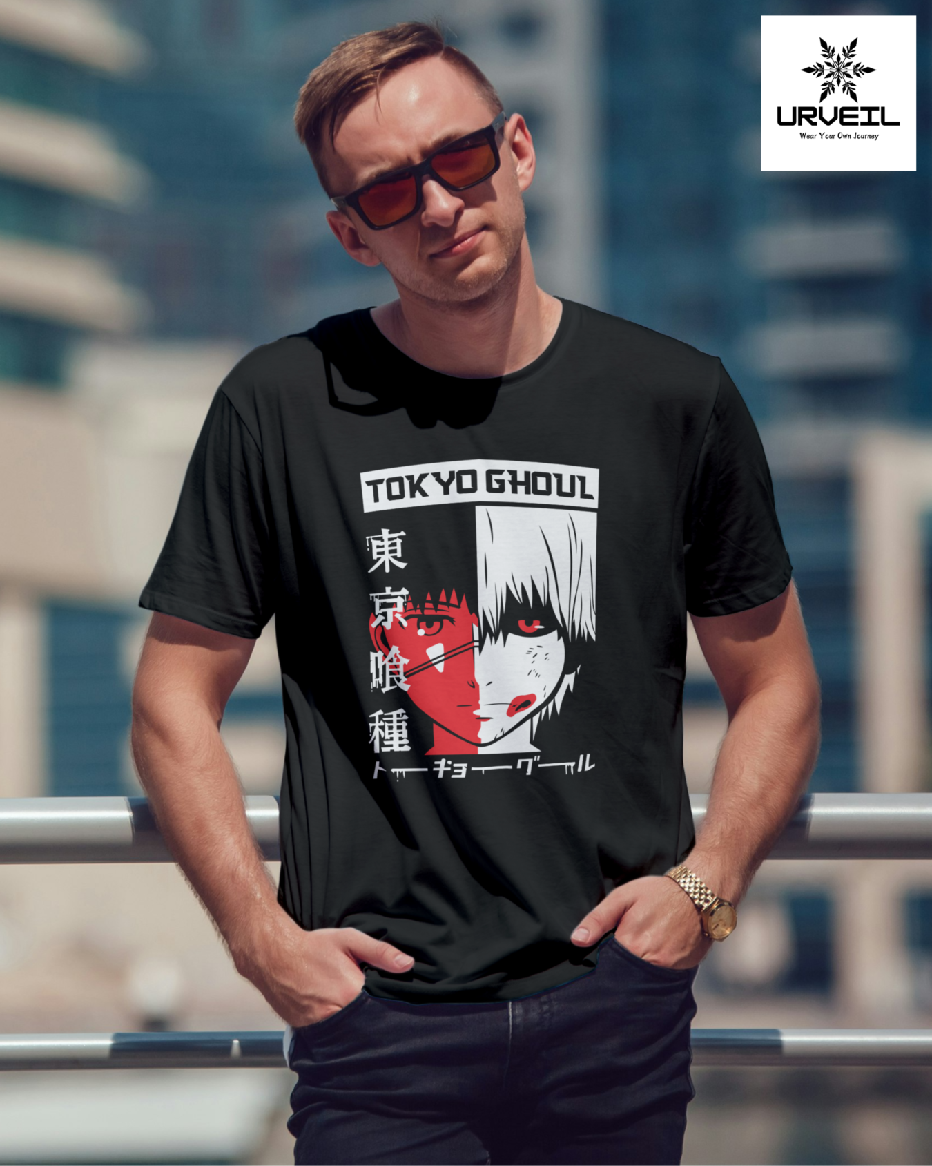 Tokyo Ghoul Red And White Face Graphic Printed Regular Fit T-Shirt