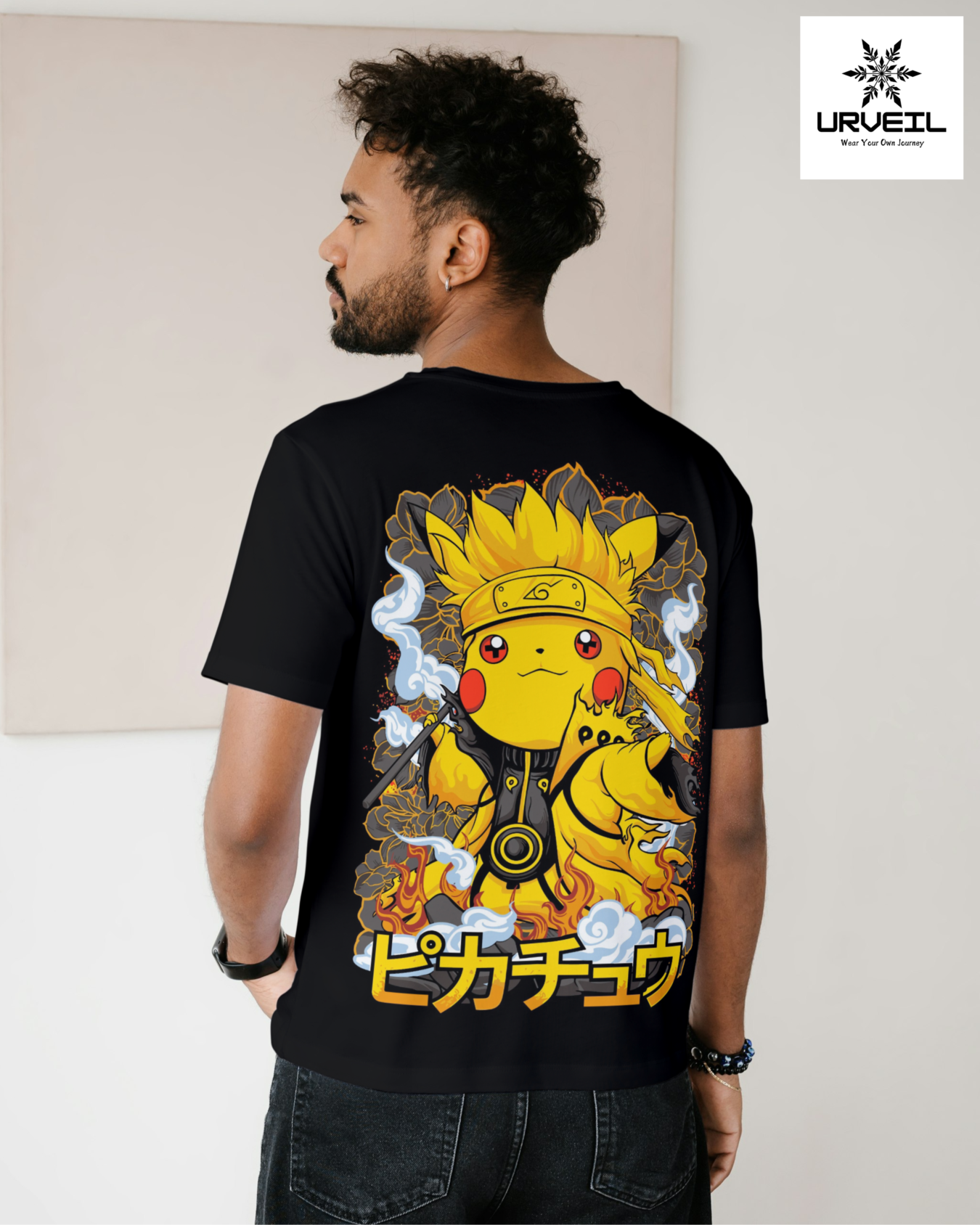 Crown On Pikachu Pokémon Graphic Printed Regular Fit T-Shirt