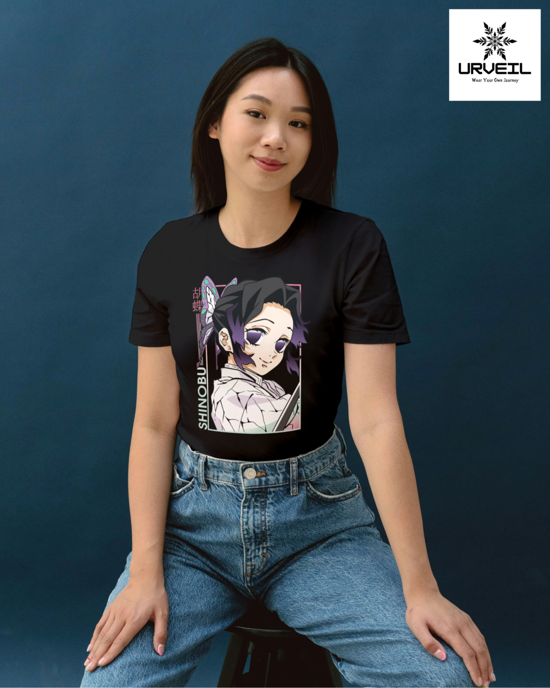 Shinobu Kochō Demon Slayer Graphic Printed Regular Fit T-Shirt