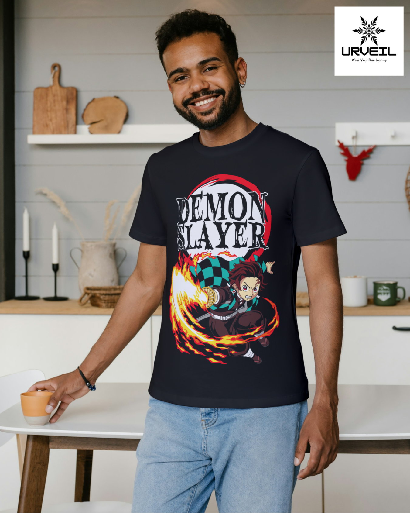 Tanjiro Kamado Demon Slayer Graphic Printed Regular Fit T-Shirt