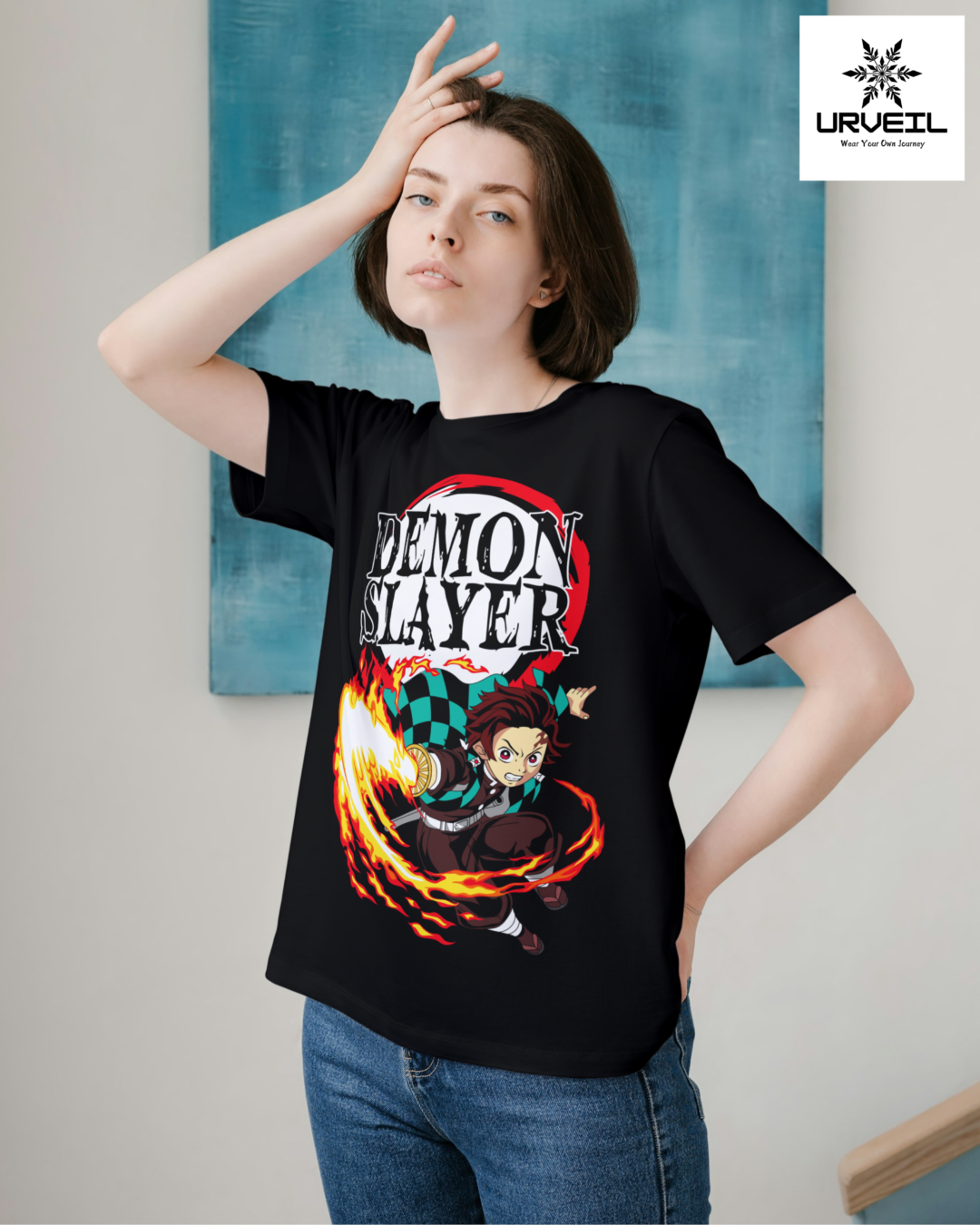 Women Tanjiro Kamado Demon Slayer Graphic Printed Regular Fit T-Shirt