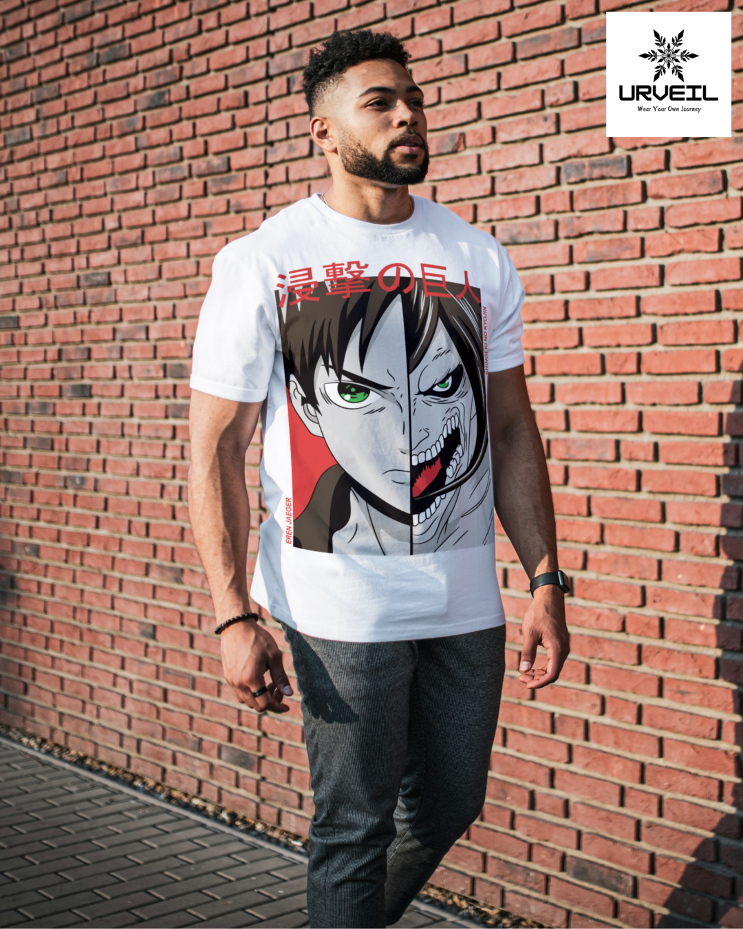 Eren Yeager Attack on Titan Geometry Graphic Regular Fit T-Shirt
