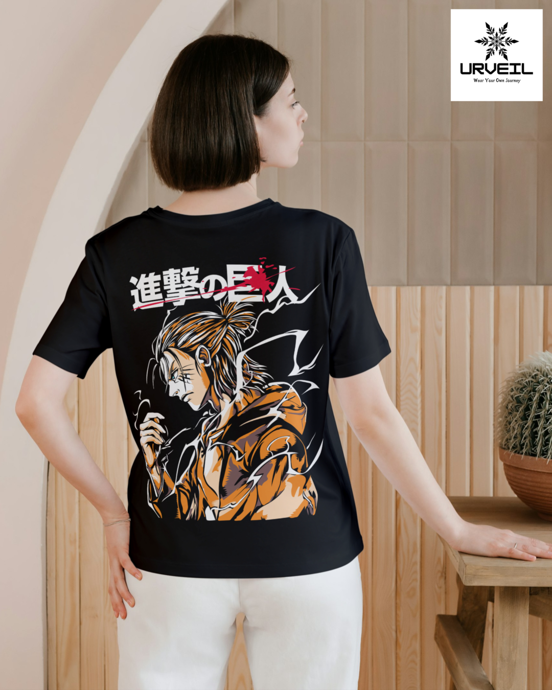 Women Eren Yeager Attack on Titan Geometry Graphic Regular Fit T-Shirt