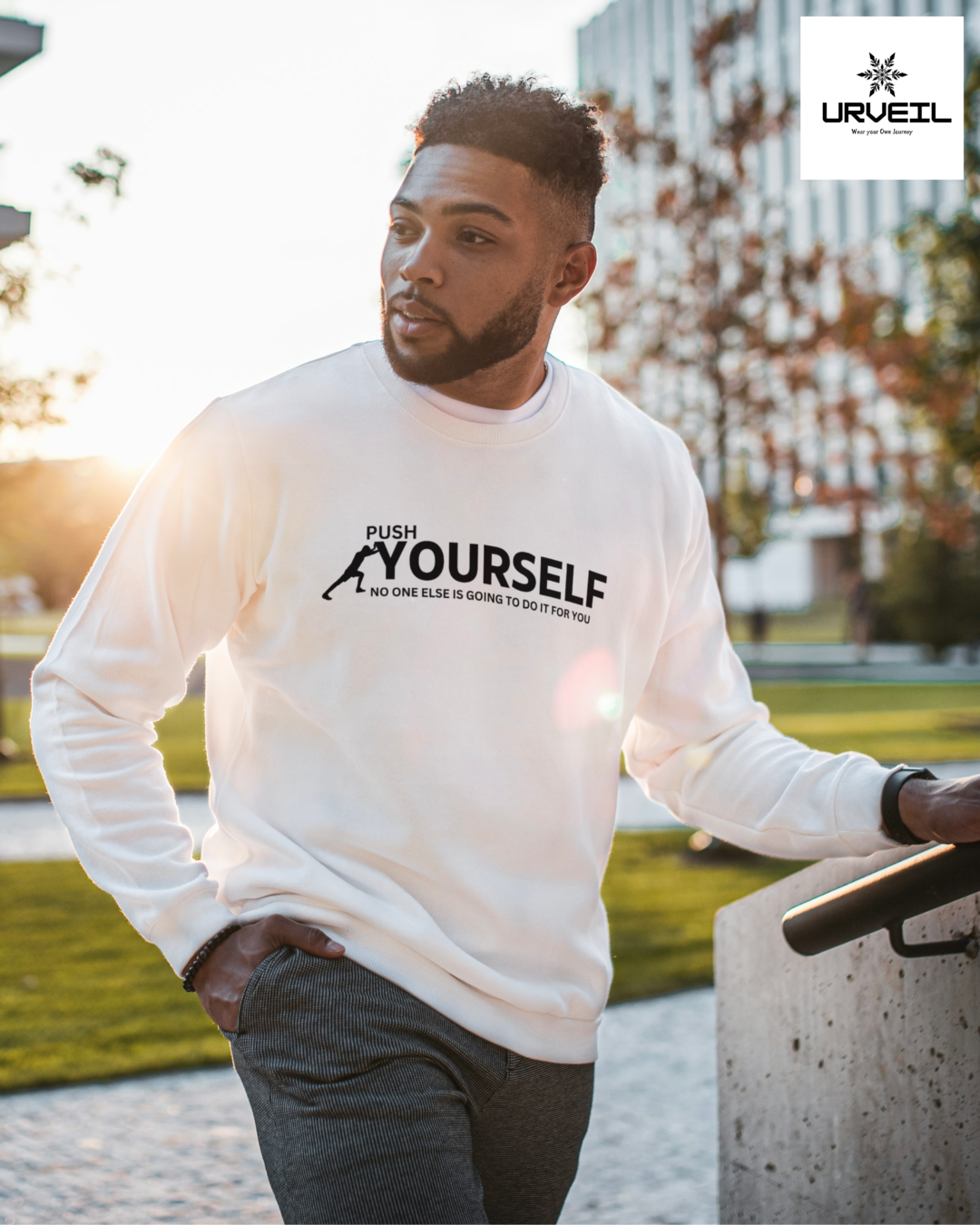 Push Yourself Graphic Printed Sweatshirt