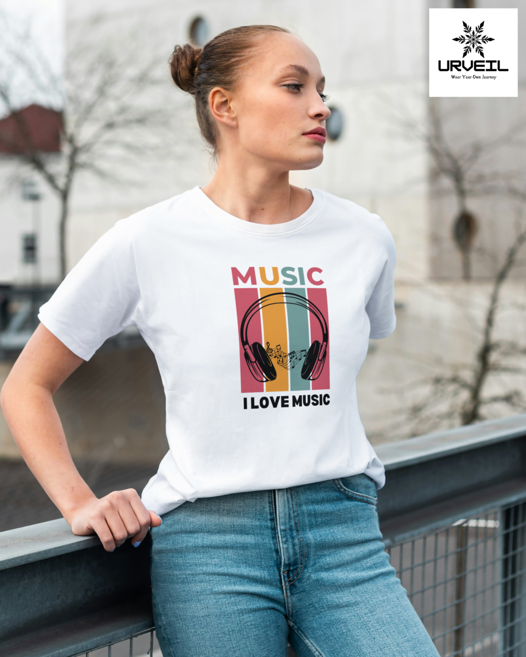 Women I Love Music Graphic Printed Regular Fit T-Shirt