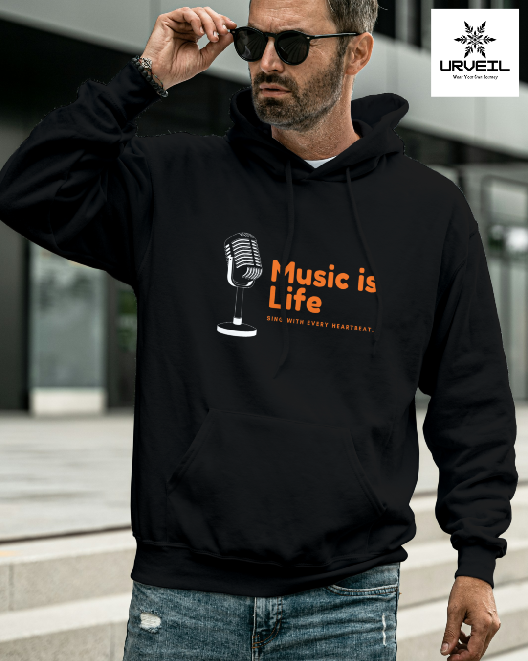 Music Is Life Graphic Printed Hoodie