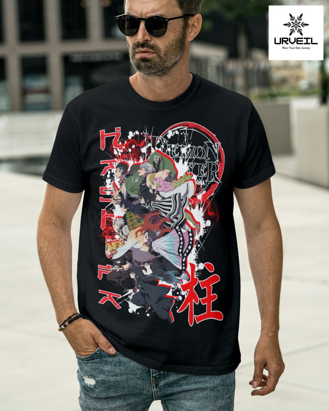 Group Demon Slayer Graphic Printed Regular Fit T-Shirt