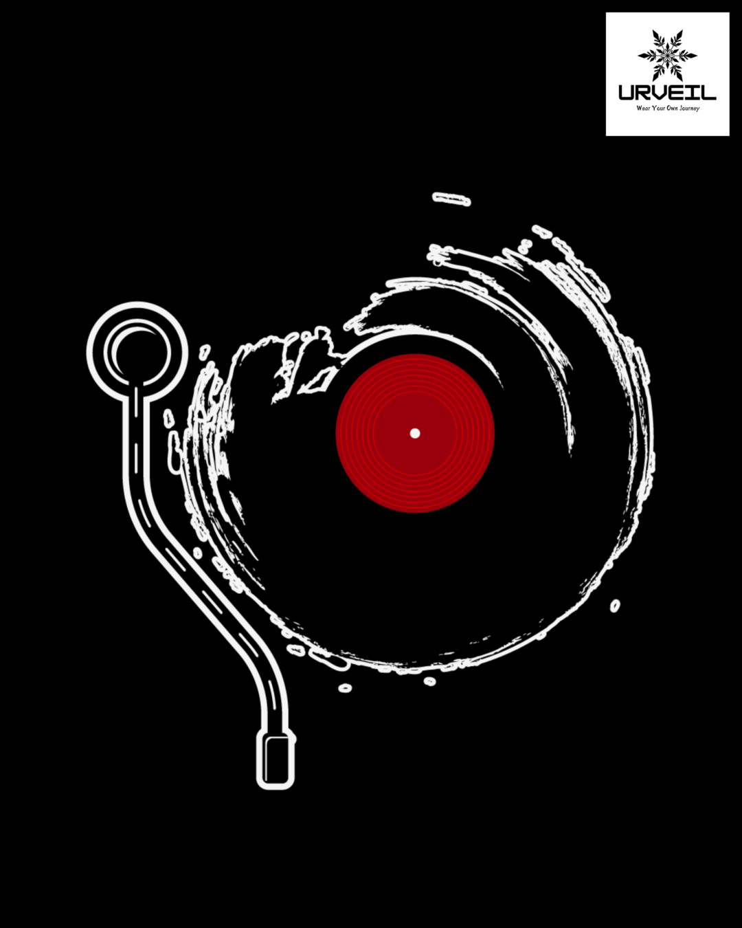 Vinly Record Player Graphic Printed Regular Fit T-Shirt