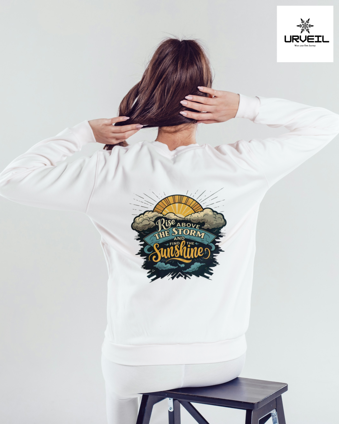 Women Rise Above the Storm Sweatshirt white
