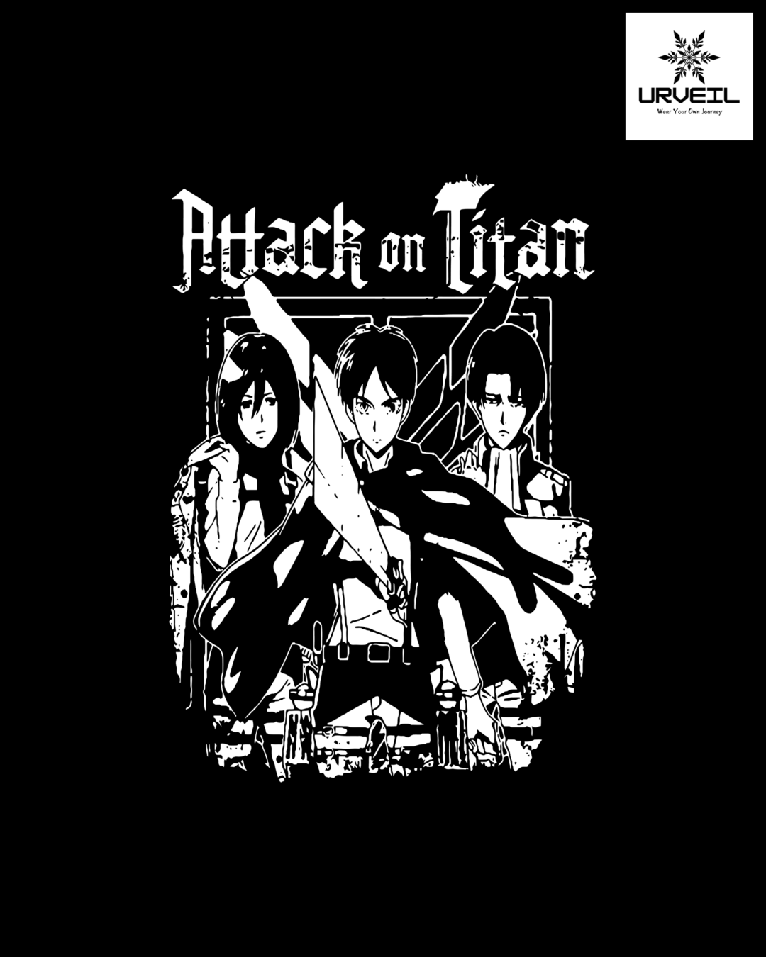 White Red Eren Yeager Attack on Titan Geometry Graphic Regular Fit T-Shirt