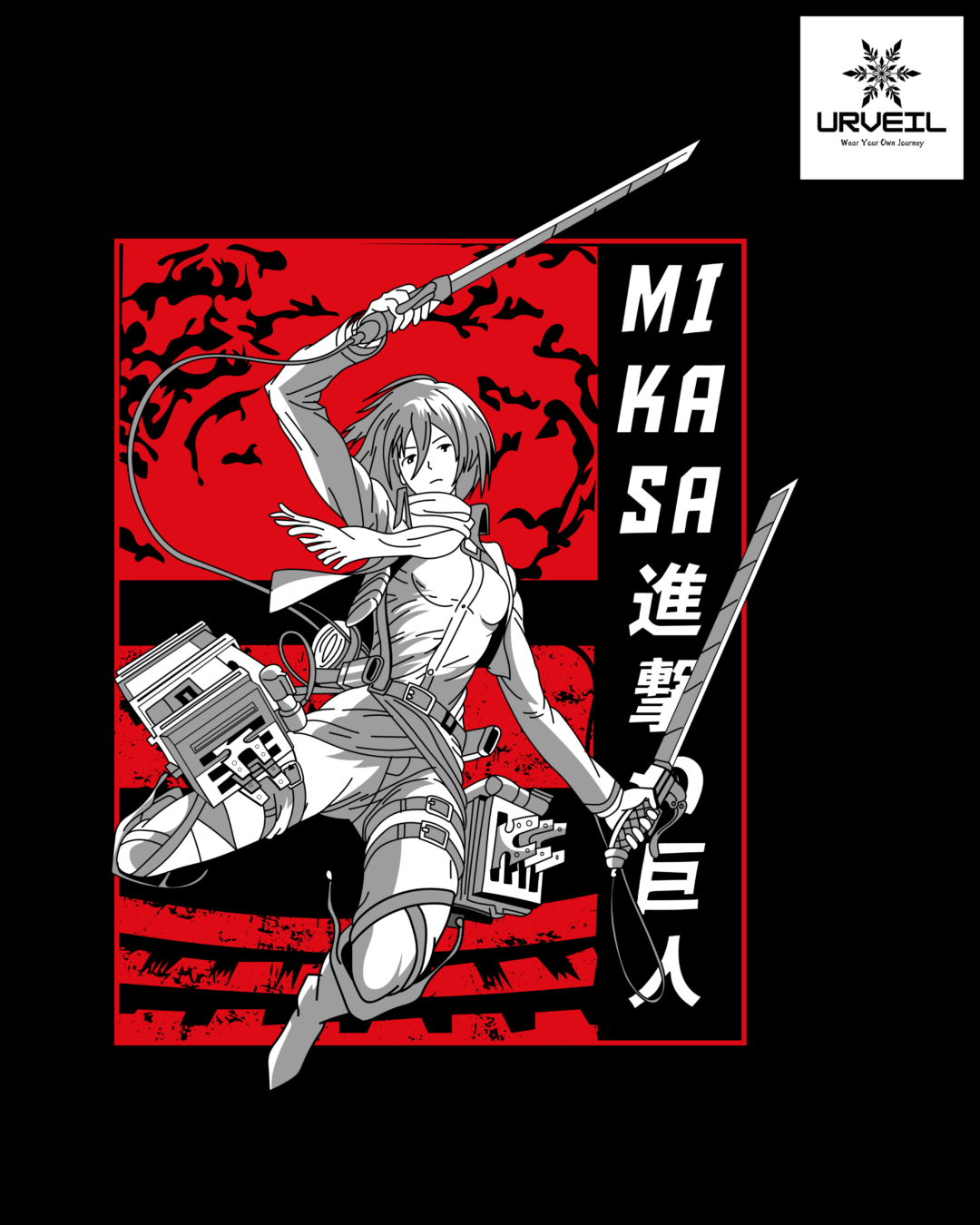 Mikasa Ackerman Attack on Titan Geometry Graphic Regular Fit T-Shirt